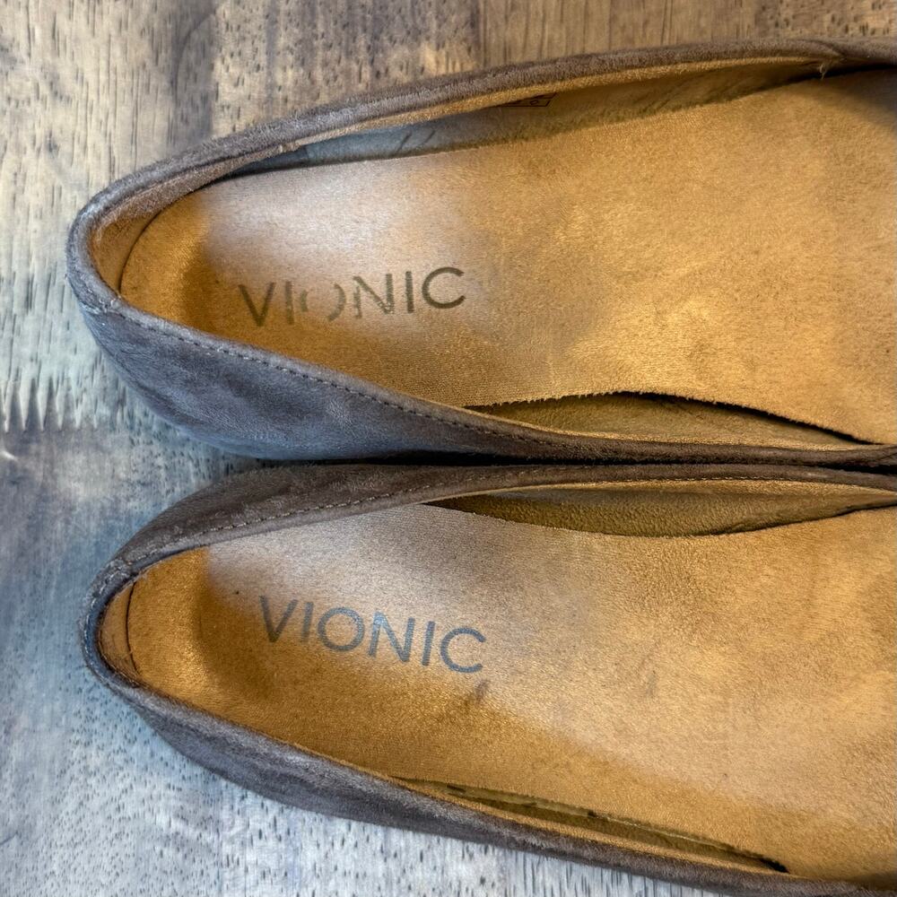 Vionic Ballet Flat Posey Leather Mesh Classic Ortho Pointy Toe Brown Size 6 Wide - Picture 6 of 9